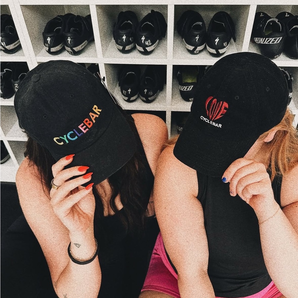 CycleBar Black Pride Cap with Rainbow Lettering